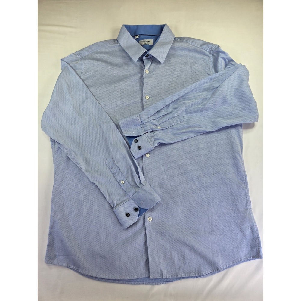 Duchamp London Men's Slim Fit Cotton Stretch Shirt Light Blue
